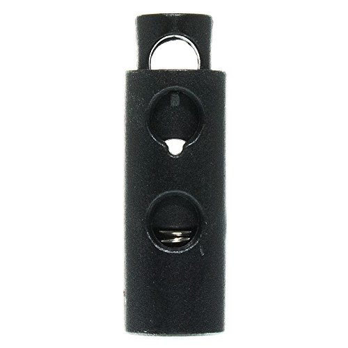 Paracord Planet Double Hole Barrel Cylinder Cord Locks - Black Barrel Locks for 5 Millimeter Cord (10 Pack)
