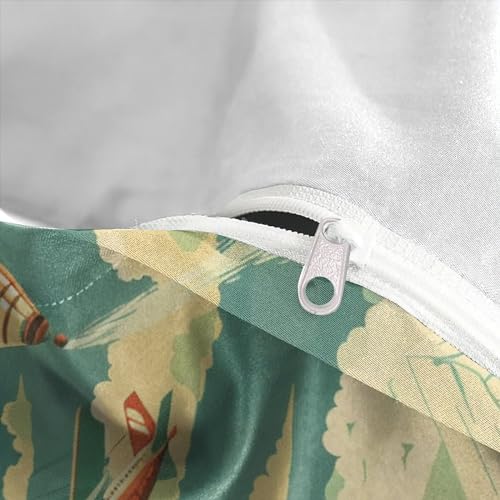Parure de lit imprimé 3D montgolfière housse de couette en microfibres douce et résistante