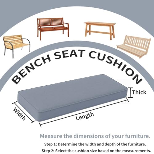 Coussin de banc 120 cm à 200 cm antidérapant pour assise extérieure