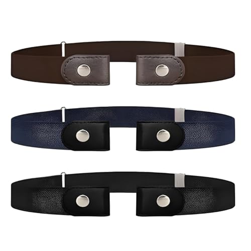 3 Stück Gürtel Ohne Schnalle für Kinder, Verstellbar Stretchgürtel für Jungen Mädchen Unisex, Elastischer Kindergürtel für Schuluniform Jeans