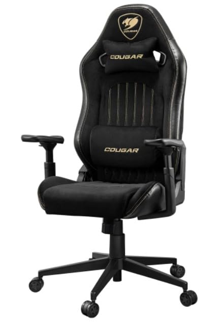 Image of COUGAR Explore Royal F Gaming Chair with Breathable Velvet Fabric & PVC Leather, 3D Armrests, Lumbar & Neck Pillows