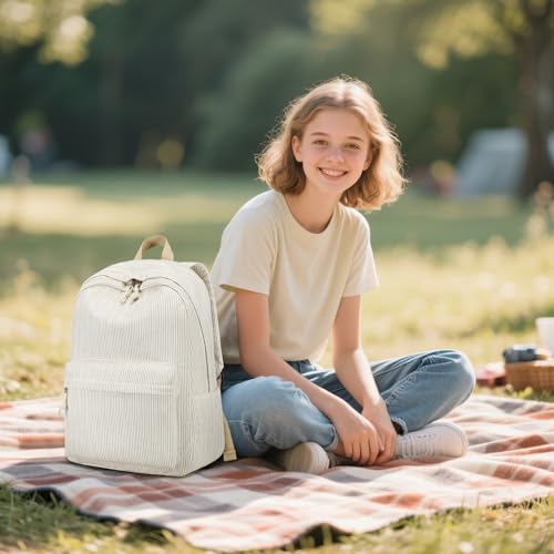 Image of BTOOP School Backpack for Teens Large Corduroy Bookbag Lightweight 15.6 inch Laptop Bag for Girls Women Casual High School College