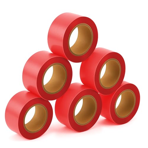 SINGHAL 5 Pack Red Flagging Tape, 1" x 750 ft Length – Highly Visible Survey Tape for Marking & Barricading | Non-Adhesive Trail & Tree Marking Tape