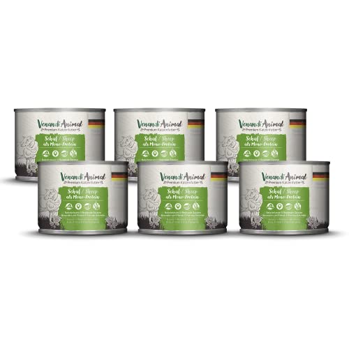 Venandi Animal Premium Nassfutter für Katzen, Schaf als Monoprotein 6 x 200 g, getreidefrei und naturbelassen, 1.2 kg Cover