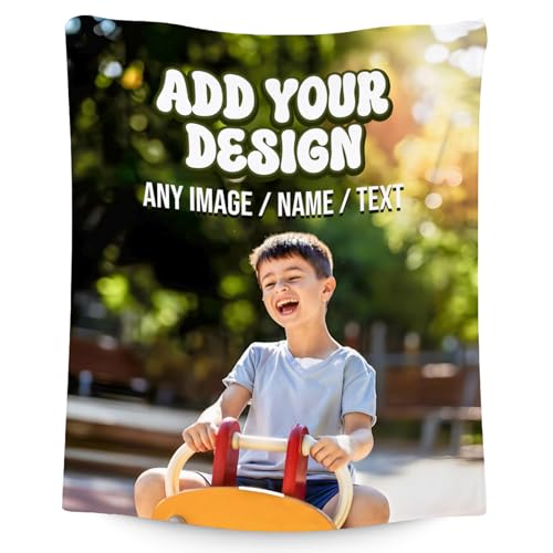 Custom Blanket with Picture Text Name - Personalized Photos Blankets Gift - 4 Sizes Soft Throws for Boys Teens Adults