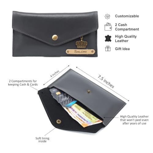 Image of AICA Personalised Name & Charm Leather Womens Wallet (H525Grey)