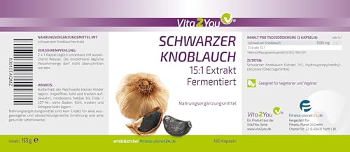 Schwarzer Knoblauch Kapseln von Vita2You – 180 hochdosierte Kapseln