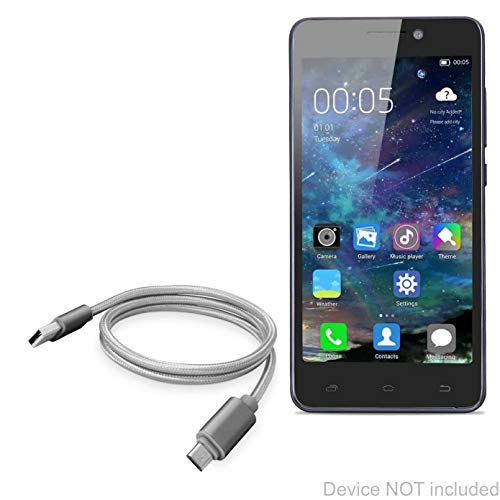 BoxWaveCable Compatible with Axgio Wing W2 - Micro USB DuraCable, Braided Micro USB Charging Cable - Space Grey