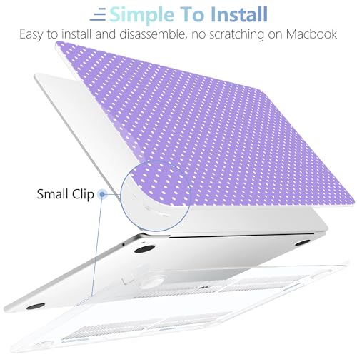 Image of MEEgoodo Case for M5 /M4 /M3 /M2 MacBook Air 13 inch 2026 2025 2024 2022, Fit Model A3449 /A3240 /A3113 /A2681, Case Compatible with MacBook Air 13.6-inch, Purple & Polka Dots
