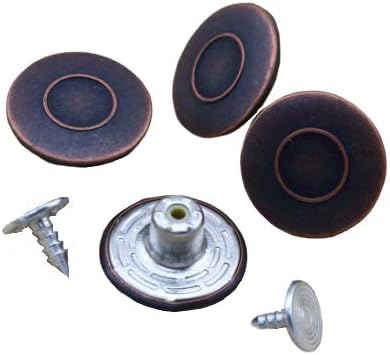 G-Sunny 12 Sets 18mm Jeans Buttons Metal Button Snap Buttons Replacement Kit with Rivets and Plastic Storage Box (Red Bronze)