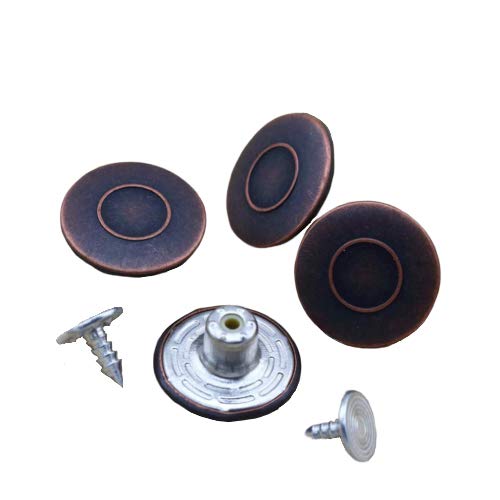 G-Sunny 12 Sets 18mm Jeans Buttons Metal Button Snap Buttons Replacement Kit with Rivets and Plastic Storage Box (Red Bronze)