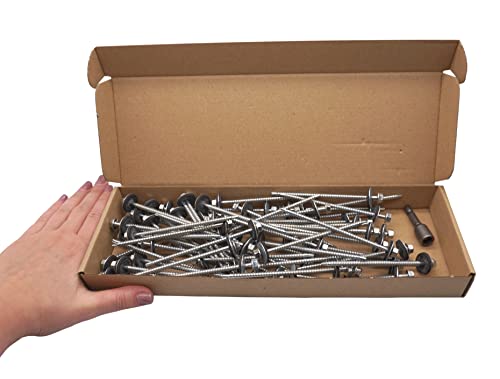 SKIR'CO (60 pcs) Zinc Plated Roofing Screws, 4.8 x 100 mm Self-Drilling Screws With EPDM Sealing Washers, Sheet Metal Hex Screw - Image 4