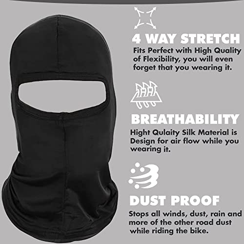 Silk Balaclava Face Mask Men - Breathable Under Helmet Wear Windproof Motorcycle Balaclava (Black - 1 Pack) #TOP4