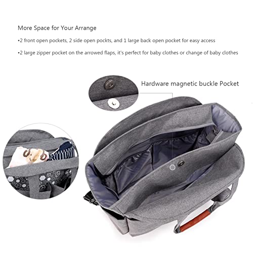 Sac à langer bébé gris - Grand sac de maternité multi-poches portable voyage avec sangle - 6