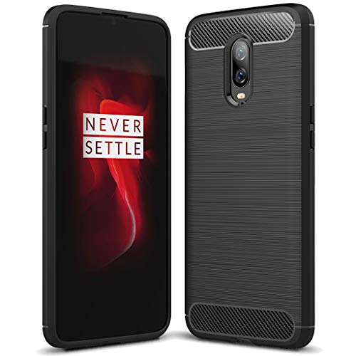 Sucnakp OnePlus 6T case, TPU Shock Absorption Technology Raised Bezels Protective Case Cover for OnePlus 6T Smartphone (Black)