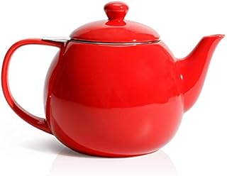 Sweese 220.103 Porcelain Teapot, 1200 ml Tea Pot - Large Enough for 5 Cups, Red