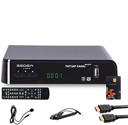 Sedea Récepteur Satellite HD + Carte TNTSAT V6 + Câble HDMI + Câble 12V + Déport IR