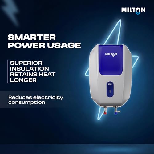 Image of Milton 3 Litre Instant Water Geyser | Powerful 3000W Electric Geyser for Bathroom & Kitchen | Advanced Safety | Compact SS304 Tank | 2 Year Product Warranty & 5 Year Tank Warranty | Blue