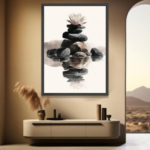 Toile Zen nénuphar grand format pour masquer un mur vide - 2