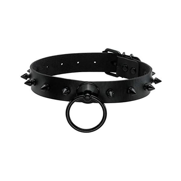 Manfnee Punk Gothic Choker Halsband Halskette PU Leder Spike Nieten Herz O-Ring Choker Männer Frauen