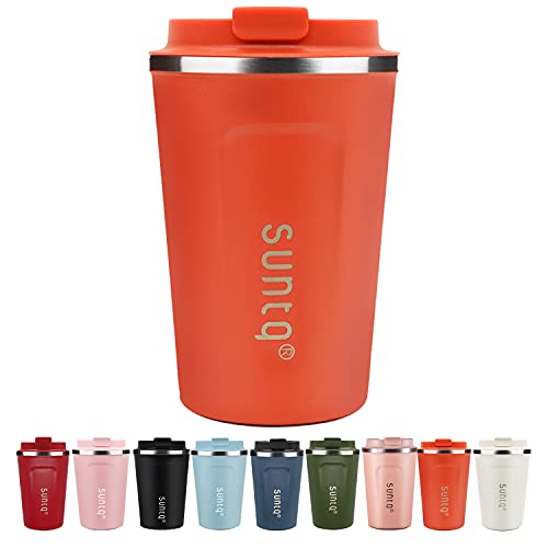 SUNTQ Taza de café Reutilizable Taza de Viaje de Acero Inoxidable con Tapa a Prueba de Fugas Aislamiento al vacío de…