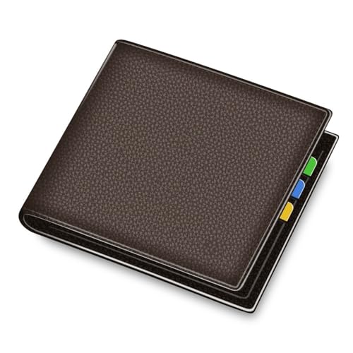 men's wallet Genuine Leather Men Wallets Brand Luxury Bifold Wallet Zipper Coin Purse Business Card Holder Walle(Coffee)
