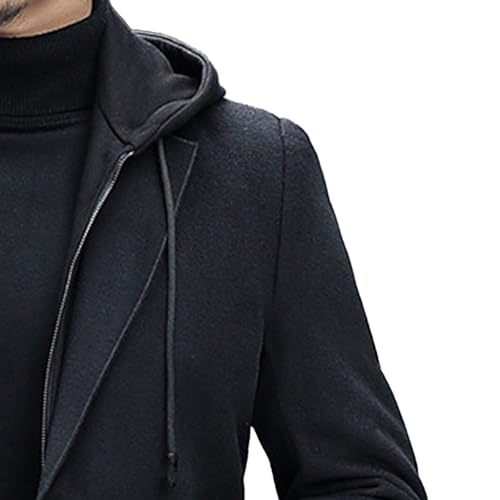 JEKE-DG Men's Single-Breasted Wool Hooded Coat Casual Mid-Long Trench Coat With Detachable Hoodie Overcoat4