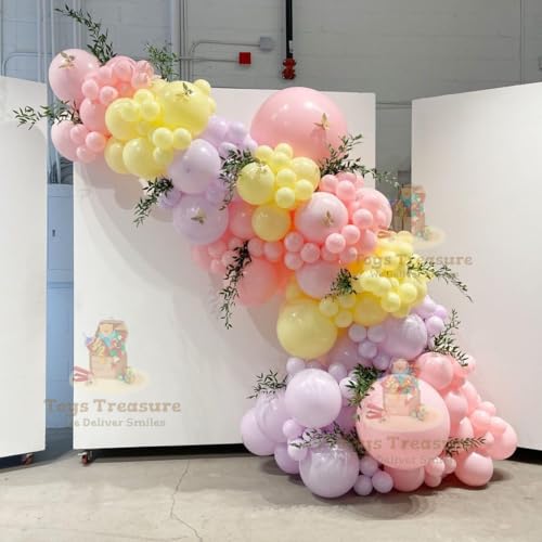 Image of 104Pcs Happy Birthday Decoration Kit - Pastel Rainbow Balloons with Happy Birthday Banner for Kids Party Celebration Decorations