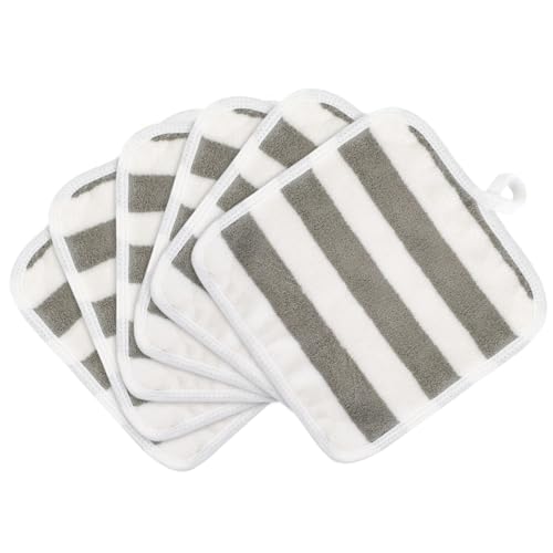 Microfiber Facial Cloths Fast Drying Washcloth 8x8inch Stripes 6 pack