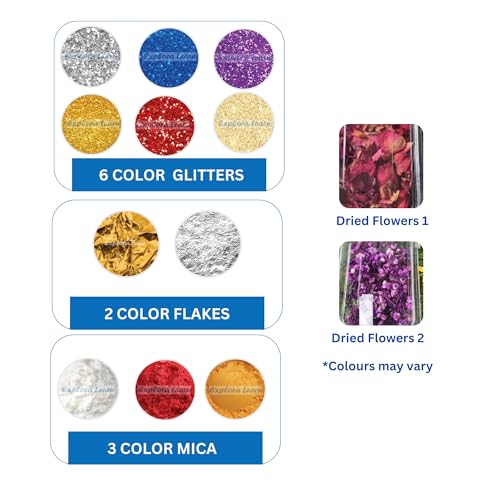 Image of Exploralearn Ultimate Max Resin Art Kit 8 inch Decorative Tray /Thali with 200 gm Epoxy Resin and Silicone Moulds - Comprehensive Resin Art Materials - Mica, Glitters, Flakes and Dried Flowers.