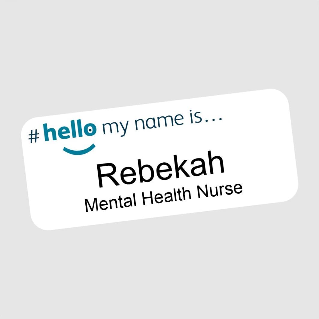 Hello My Name is Name Badge Turquoise Blue Text Logo 76 x 32 mm Student Doctor GP Healthcare Assistant Nurse Practitioner Clinical Medical