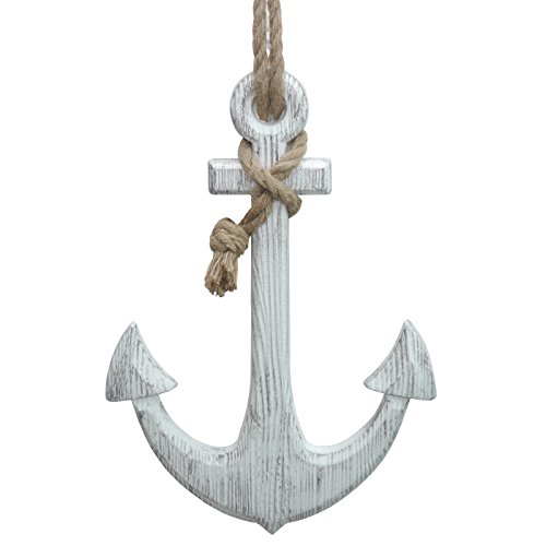 Ancre avec cordage XXL beige rainuré décoration ancre en bois ancre XXL 60 cm