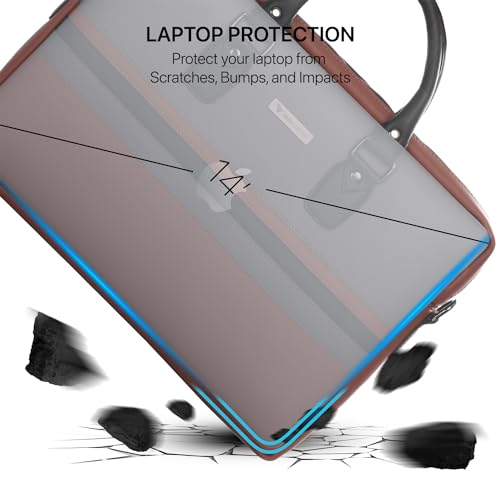 Image of Vaku Luxos MILAN 14 Inch Laptop Bag Leather Collection Messenger Organizer Shoulder Sling Office Bag for Men & Women With Adjustable Strap for Laptop and MacBook up to 14 inch