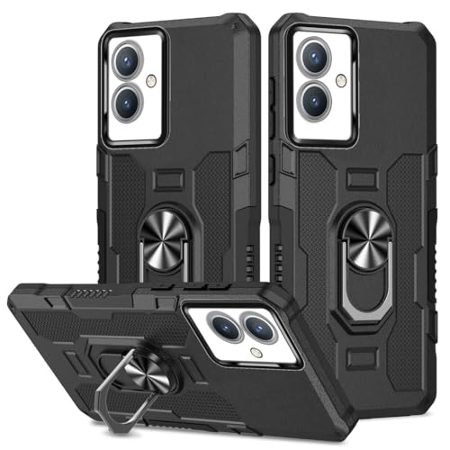 YRDUKJFDJ Compatible con Vivo Y33s Estuche con Soporte de Anillo Giratorio, Cubierta de Parachoques Resistente a Pruebas de Golpes Estuche rígido anticaída de PC For Vivo Y33s(Svart)