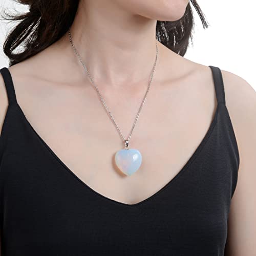 Creative Club 750253023386 1Pc You Are My Only Love 1Pc Lab Created White Opal Gemstone Large Heart Pendant Necklace Healing Reiki Chakras Energy Rock 18 Inch Stainless Steel Surgical Jewelry Ggp8-7 thumb #1