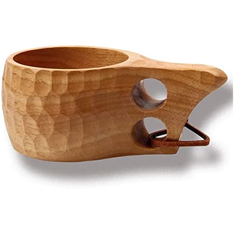 Mochiglory Wooden Cup Camping Cup Nordic Style Handmade Natural, Portable Wood Mug Drinking Cup for Coffee, Tea and Milk Cover