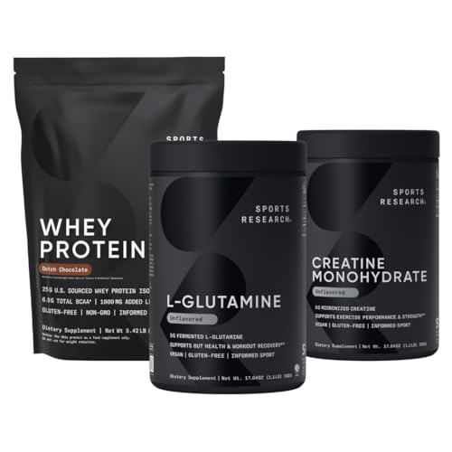 Image of Sports Research Recovery Pack - L-Glutamine, Creatine Monohydrate and Whey Protein to Improve Performance & Strength and Support Workout Recovery