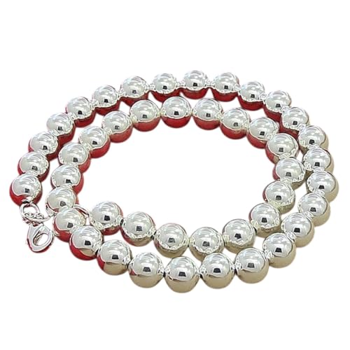 Collier en argent 925 perles lisses 10mm pour homme et femme élégant