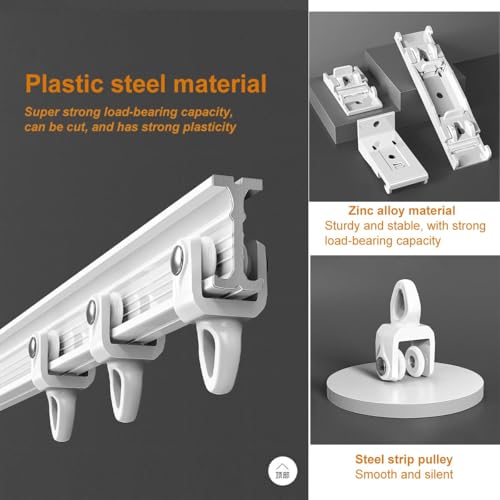 Miniatura 3 de Riel De Cortina Flexible, Doble Riel De Techo Ajustable Para Ventanas De Bahía, Ideal Para El Hogar, La Oficina