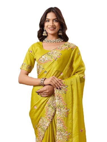 Sari brodé en mousseline de soie VAIRAGEE idéal pour resplendir lors des mariages et fêtes