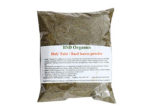 BSD Organics Polvo de hojas comestibles de Tulsi para té/albahaca en polvo/batido y más - 1 kg / 2.2 libras Cover