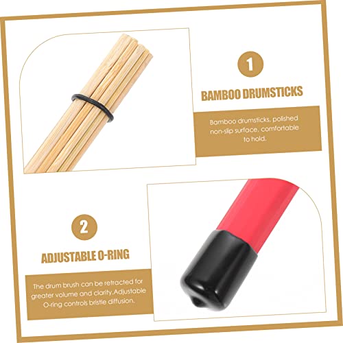 Par de baquetas para percusión con mango de bambú y cepillo miniatura 7