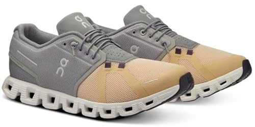 On Men's Cloud 5 Sneakers, Fog/Savannah, 13 Medium US2