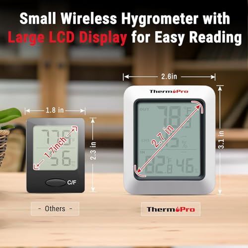 Image of LABART ThermoPro TP-60C Digital Hygrometer Indoor Outdoor Thermometer Humidity Monitor, with Temperature Gauge Meter, Wireless, 200ft /60m Range, White