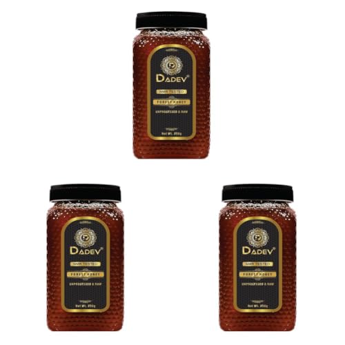 Image of DADEV HONEY Raw Organic Honey 250g | NMR Tested | 100% Pure Raw and Natural Honey | No Added Sugar | Unprocessed Forest Organic Honey-250gm GLASS JAR (Pack of 3)