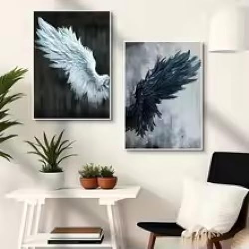 Affiches ailes noires et blanches 50x70 cm lot de 2 toiles vintages encadrées - 3