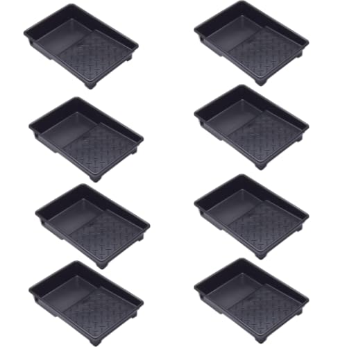 7 Inch 100% Recycled Plastic Paint Roller Tray With Textured Anti-Skid Grip, Ideal For Trade & DIY Rollers Up To 7" Wide and All Types Of Paint, Varnish, Woodstain Pack of 8