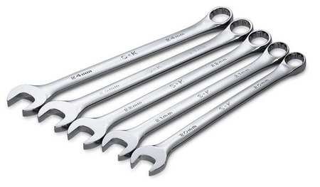 Combo Wrench Set, Long, Chrome, 20-24mm, 5Pc