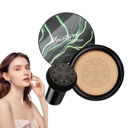 Fond de teint CC à coussin d'air en forme de tête de champignon, fond de teint BB crème pour le visage, correcteur de couleur uniforme et éclaircissant longue durée (Brun foncé)