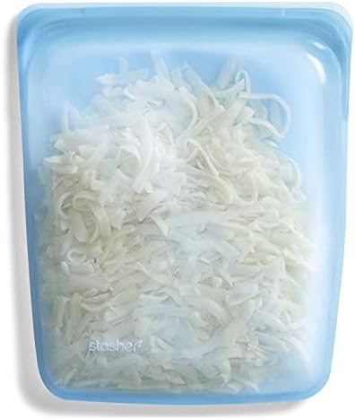 Stasher Platinum Silicone Food Grade Reusable Storage Bag, Blue (1/2 Gallon) | Reduce Single-Use Plastic | Cook, Store, Sous Vide, or Freeze | Leakproof, Dishwasher-Safe, Eco-friendly | 64 Oz